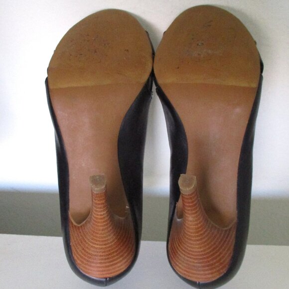 BP. "Daniella" Womens Black Leather Open Toe Pump w/3.5" Heel - Size 6M - Picture 9 of 9